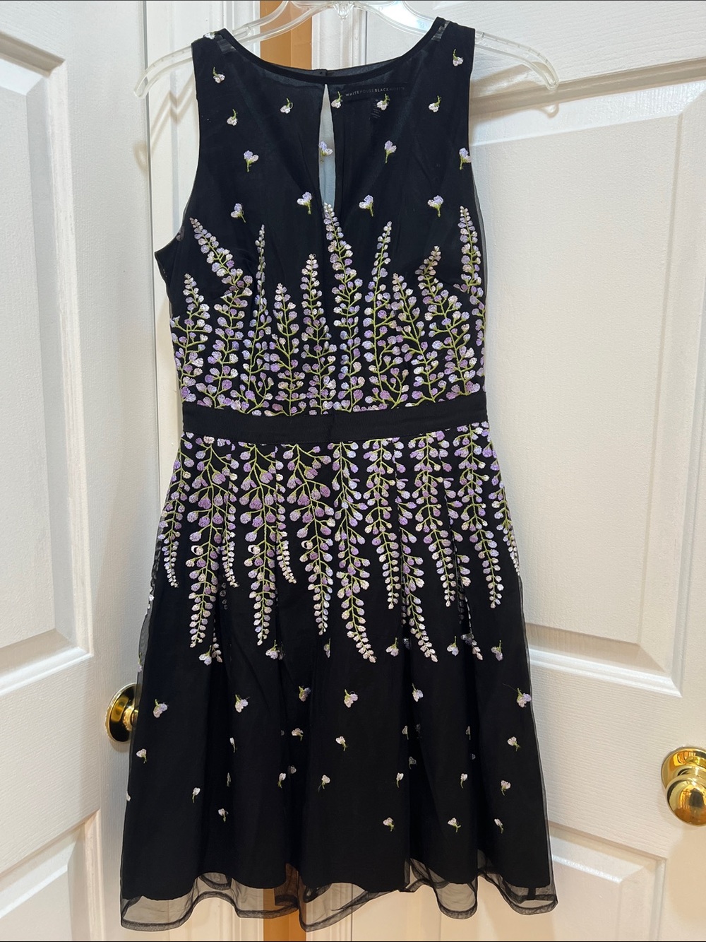 Black Floral Embroidered A-Line Dress - Elegant Women's Dress